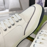 MAC80 Series Double G Embroidered Low-Top Men's Sneakers (Off-White and Gray Leather Panel) 757604 AAB79 9154