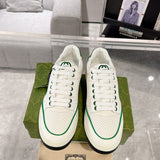 MAC80 Series Interlocking Double G Leather Men's Sneakers (White/Green Colorway) |749896 AAB79 9148