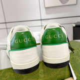 MAC80 Series Interlocking Double G Leather Women's Sneakers (White/Green Colorway) |749909 AAB79 9148
