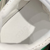 MAC80 Series Interlocking Double G Leather Women's Sneakers (White/Green Colorway) |749909 AAB79 9148