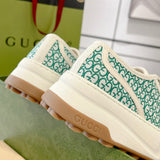 Women's Tennis 1977 Green/White GG Canvas Chunky-Sole Sneakers| 746766 FAC1Y 8445