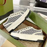 Tennis 1977 Women's GG Black Canvas Chunky-Sole Sneakers| 746766 FAC1Y 8445