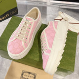 Women's Tennis 1977 Series Pink GG Subtle Print Chunky-Sole Canvas Sneakers |782737 FAC9X 5949
