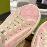 Women's Tennis 1977 Series Pink GG Subtle Print Chunky-Sole Canvas Sneakers |782737 FAC9X 5949