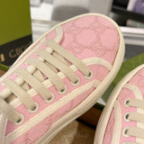Women's Tennis 1977 Series Pink GG Subtle Print Chunky-Sole Canvas Sneakers |782737 FAC9X 5949