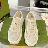 Women's Tennis 1977 Series Silver GG Canvas Chunky-Sole Sneakers |746767 20Q20 9044