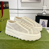 Women's Tennis 1977 Series Silver GG Canvas Chunky-Sole Sneakers |746767 20Q20 9044