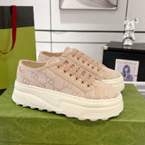 Women's Pink Canvas Platform Sneakers 746766 FABZZ 5641