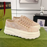 Women's Pink Canvas Platform Sneakers 746766 FABZZ 5641