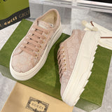 Women's Pink Canvas Platform Sneakers 746766 FABZZ 5641