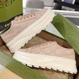 Women's Pink Canvas Platform Sneakers 746766 FABZZ 5641