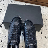 Women's Spring/Summer New Arrival: Black Alligator-Grain Calfskin and Patent Leather Paneled “Dexun” Sneakers |G47074 B23749 U8327