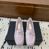 Women's Light Purple Patent Calfskin Moccasin Loafers |G45409 B15232 NT977
