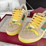 Men's Screener Series GG Canvas and Leather Mix Sneakers - Milkshake/Yellow| 546551 9Y920 9666