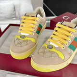 Men's Screener Series GG Canvas and Leather Mix Sneakers - Milkshake/Yellow| 546551 9Y920 9666