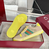 Women's Screener Series GG Canvas and Leather Mix Sneakers - Milkshake/Yellow| 570443 9Y920 9666