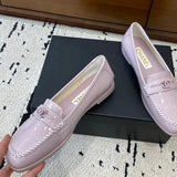 Women's Light Purple Patent Calfskin Moccasin Loafers |G45409 B15232 NT977