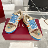 Screener Series GG Canvas Women's Sneakers (Beige with Blue/Orange Webbing) |677423 9SFR0 4983