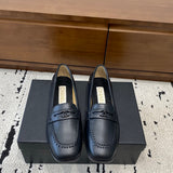 Men's Black Calfskin Double C Loafers with Stitching |G39396X5673094305
