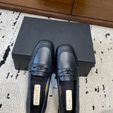 Women's Black Calfskin Double C Loafers with Stitching |G39396X5673094305