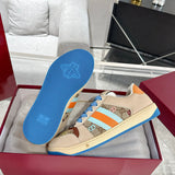 Screener Series GG Canvas Women's Sneakers (Beige with Blue/Orange Webbing) |677423 9SFR0 4983