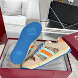 Screener Series GG Canvas Women's Sneakers (Beige with Blue/Orange Webbing) |677423 9SFR0 4983