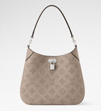 All Around PM Tote Bag with Openwork Monogram Pattern, Pebble Gray Mahina Calfskin |M27336