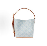 All In BB Bucket Bag in Messenger Blue, crafted from coated canvas with natural cowhide trim |M27529