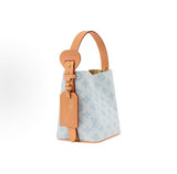All In BB Bucket Bag in Messenger Blue, crafted from coated canvas with natural cowhide trim |M27529