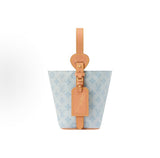 All In BB Bucket Bag in Messenger Blue, crafted from coated canvas with natural cowhide trim |M27529