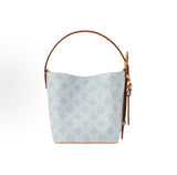 All In BB Bucket Bag in Messenger Blue, crafted from coated canvas with natural cowhide trim |M27529