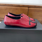Women's Classic Red Double C Diamond Quilted Lace-Up Ballet Flats |G47182 B24263 U9719
