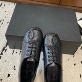 Women's Black Lambskin Diamond-Quilted Ballet Flats G24712