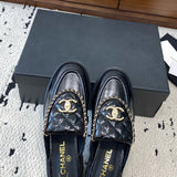 Women's Black Lambskin Diamond-Quilted Double C Buckle Mule/Loafer |G45474 X01000 94305