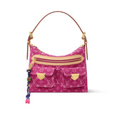 Baggy PM Handbag in Pink Monogram Jacquard Denim| M28266