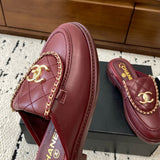 Women's Burgundy Diamond-Quilted Leather CC Buckle Loafers| G46799 B22185 U4155