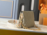 Coussin PM Handbag in Khaki Cotton Denim |M28360