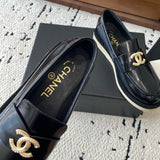 Women's Black Patent Leather/Calfskin Loafers |G46796-B22177-94305