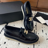 Women's Black Patent Leather/Calfskin Loafers |G46796-B22177-94305