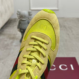 Women's Re-Motion Collection Yellow GG Nylon and Suede Sneakers |840291 AAEW3