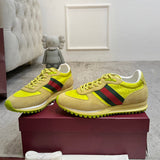 Men's Re-Motion Collection Yellow GG Nylon and Suede Sneakers |832461 AAEW3