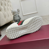 Women’s Re-Motion Series White GG Canvas and Suede Sneakers| 832918 AAEZM 9067