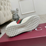 Women’s Re-Motion Series White GG Canvas and Suede Sneakers| 832918 AAEZM 9067