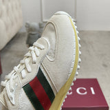 Men’s Re-Motion Series White GG Canvas and Suede Sneakers| 832461 AAEW3 9045