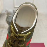 Women's Re-Motion Series GG Nylon Dark Green Low-Top Sneakers| 832918 AAEZM 3754