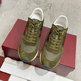 Women's Re-Motion Series GG Nylon Dark Green Low-Top Sneakers| 832918 AAEZM 3754