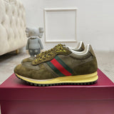 Women's Re-Motion Series GG Nylon Dark Green Low-Top Sneakers| 832918 AAEZM 3754
