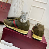 Women's Re-Motion Series GG Nylon Dark Green Low-Top Sneakers| 832918 AAEZM 3754