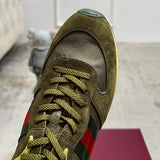 Women's Re-Motion Series GG Nylon Dark Green Low-Top Sneakers| 832918 AAEZM 3754