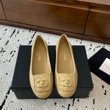 Women's Beige Lambskin Diamond-Quilted Flap Buckle CC Loafers |G36646 X01000 U5432